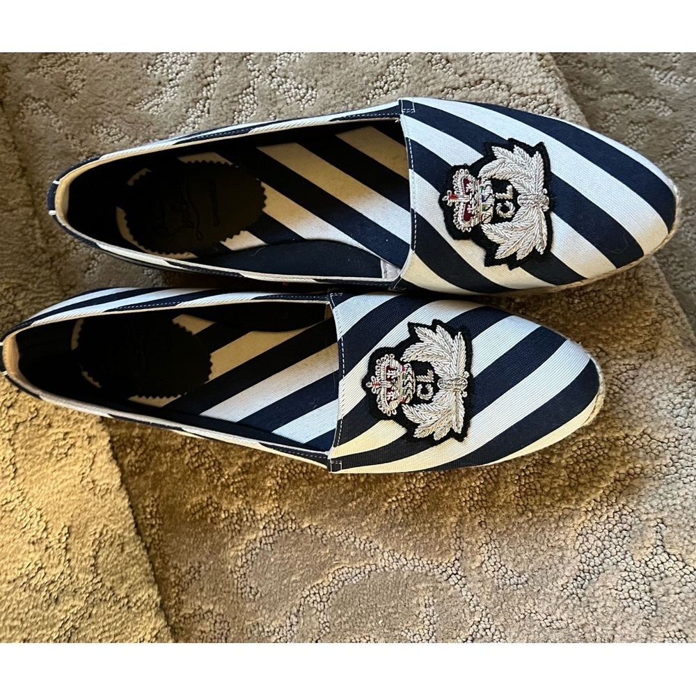 Brand New Christian Louboutin Galia Canvas Espadrilles. Detailed CL crest, Sz 40